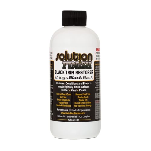 Solution Finish Black Plastic & Vinyl Trim Restorer, 12 Fl Oz - Revives Color for Cars & Trucks, Model SF-BBB12