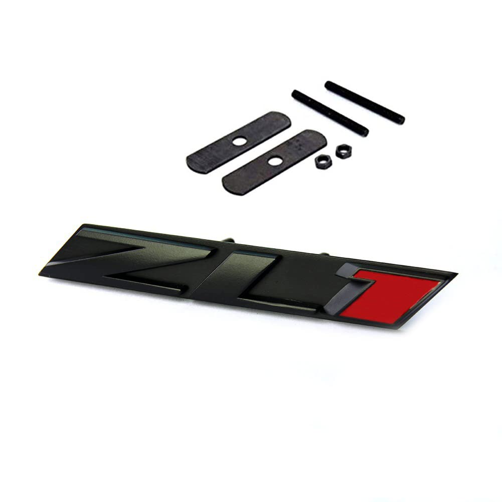 1X Grille Zl1 Emblem Badge Letter Zl1 Grill Replacement For Camaro Ss Rs Matte Black Red