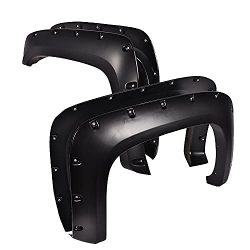 G-Plus Pocket Rivet Fender Flares, Compatible With Chevy Silverado 1500 07-13/ 2500Hd 3500Hd 07-14, (For Regular Cab And Extende
