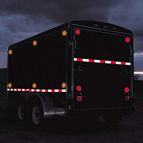 3'' Inch Round Dot-Sae Amber/Red High Visibility Reflective Stick-On Prism Reflector | Strong Adhesive/Weatherproof | Trailer Ca