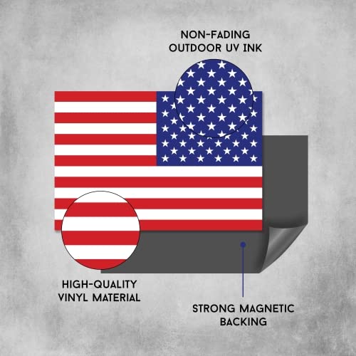 Magnet Me Up American Flag Car Magnet Decals, Opposing 2 Pack, 4X6 Inches, Heavy Duty Automotive Magnet For Car Truck Suv