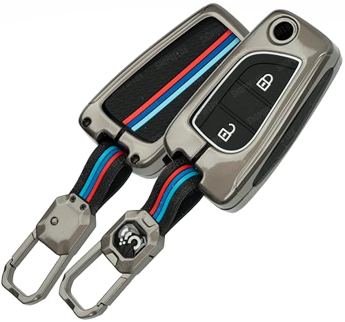 Shopoflux Metal Key Cover Compatible With Toyota Innova Crysta | Corolla Altis 2 Button Flip Key (Pack Of 1)