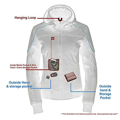 Milwaukee Leather Mpl2764 Women'S Black Soft Shell Armored Motorcycle Racing Style Jacket With Hoodie - Medium