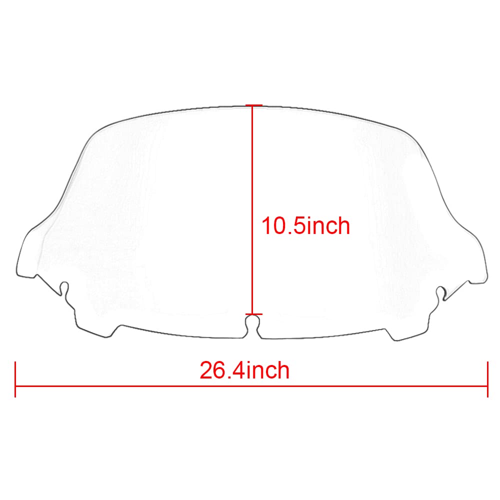 WYNMOTO 10.5'' Smoke Wave Windshield Windscreen Wind Splitter Compatible for 2014-2023 Harley Davidson Touring Street Glide Elec