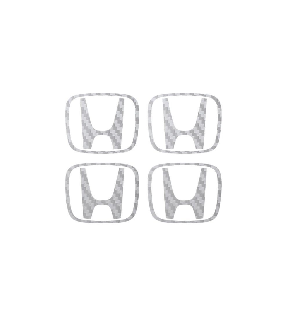IPG Compatible with Civic Accord CRV VTEC Si Logo Cap Inner or Outer Stckers Dcals (Center Cap:2.25) (4 Units) (Silver Carbon 