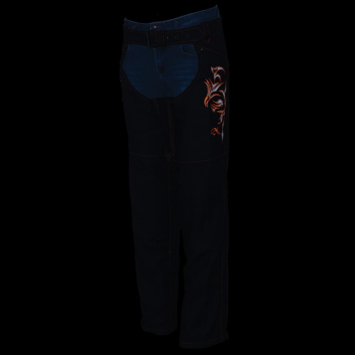 Milwaukee Leather Women's Textile Motorcycle Riding Chaps with Tribal Embroidery | SH1182 - X-Small
