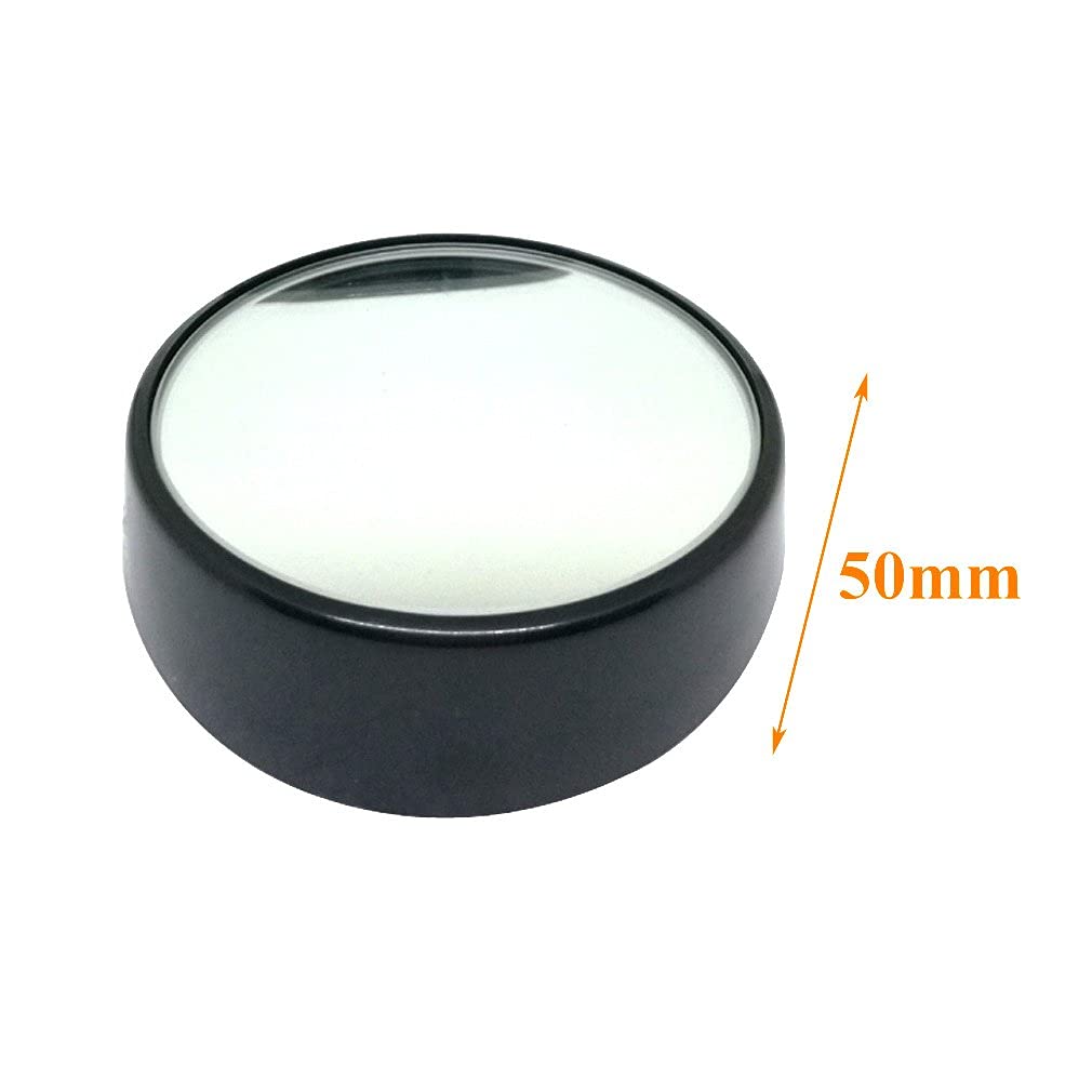 KEWAYO 2 Pack Automotive Blind Spot Mirrors, 50mm Adjustable Convex Wide Angle, Black, Stick-on Design for All Vehicles