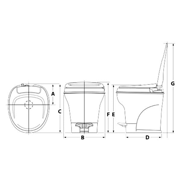 Thetford Aqua-Magic Style Plus RV Toilet - Low Profile, Model 34433, White
