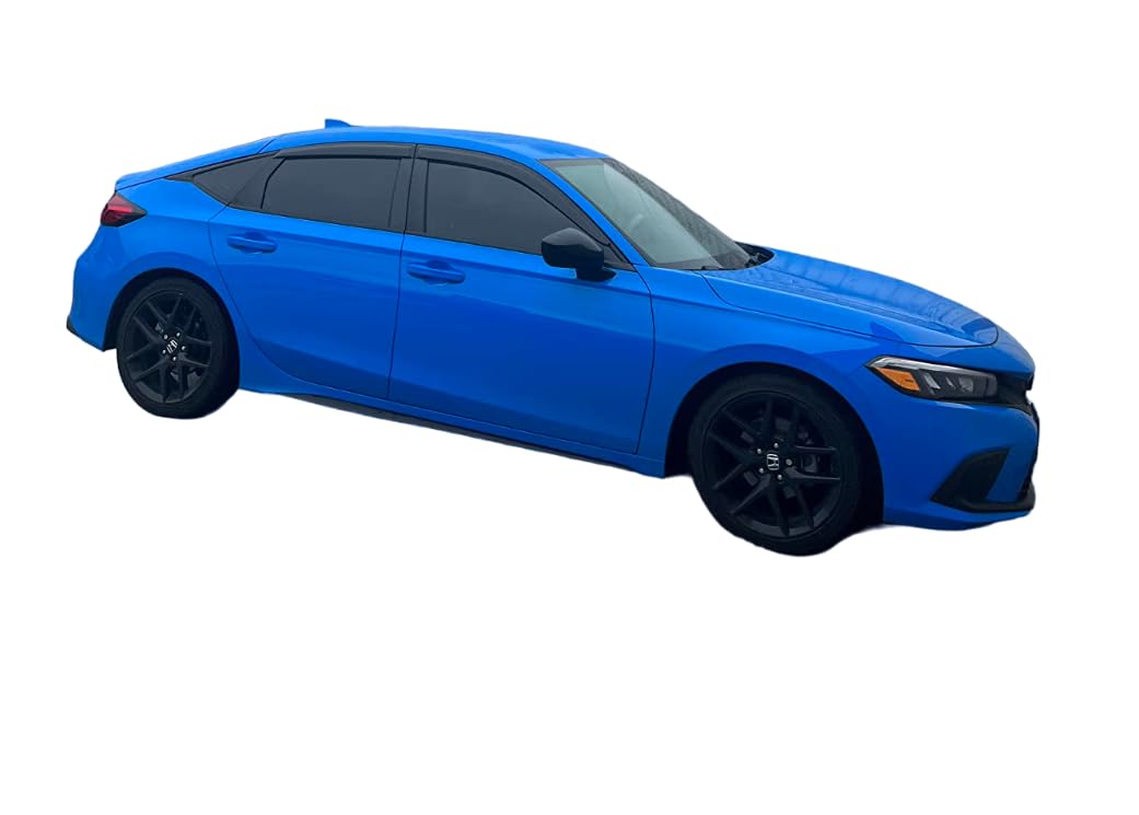 2022-2025 Tape-On Rain Guards For Honda Civic Hatchback Side Window Visor Deflectors Hb Lx Sport Touring Ex-L Tinted Vent Shades
