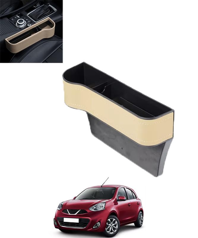 RKPSP Multifunctional Beige Leather Storage Box Organizer Car Seat Gap Filler Cup Holder For Car152