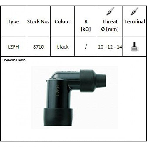 Ngk Lzfh Resistor Spark Plug Cap, Black, Standard