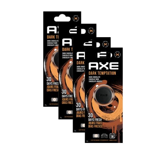 AXE Air Freshener Mini Vent Clip, Odor Eliminator, Air Purifier Provides A Long Lasting Scent (0.7 Fl Oz (Pack of 4), Dark Tempt