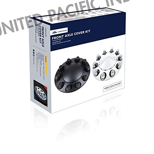 United Pacific 10339 - Axle Hub Cover - Matte Black Pointed Front Axle Cover With 33Mm Thread-On Nut Cover
