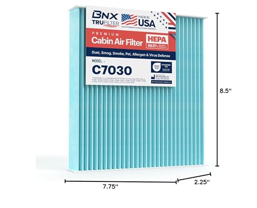 Bnx Trufilter C7030 Cabin Air Filter, Hepa 99.97%, Made In Usa, Compatible With Nissan: Altima, Maxima, Murano, Sentra; Infiniti
