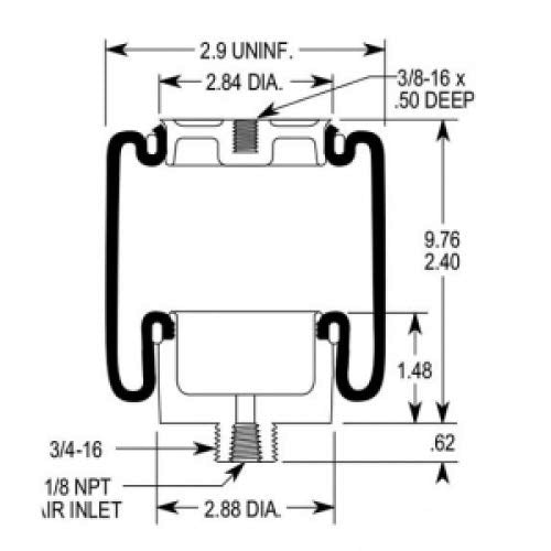 Torque Cab Sleeper Air Spring Bag For Kenworth Aerocab (Mid 1999 & Earlier) Models (Replaces Firestone 7064, W02-358-7064) (Tr70