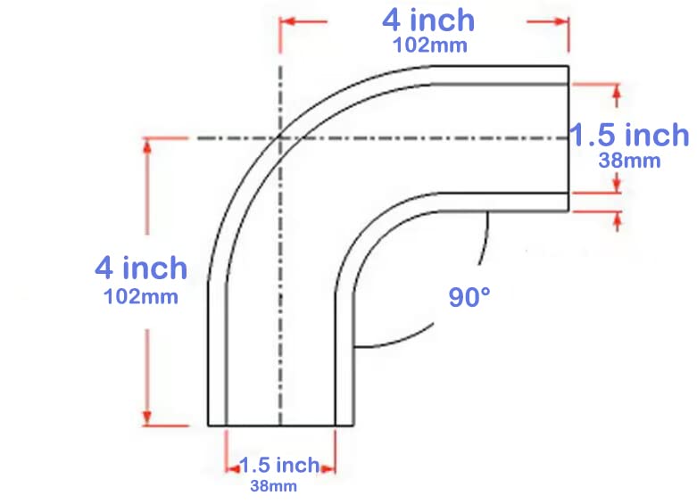 Ucreative 90 Degree Elbow 4-Ply High Performance Coupler Silicone Hose For Vehicle With T-Bolt Clamp Id: 1.5''(38Mm)