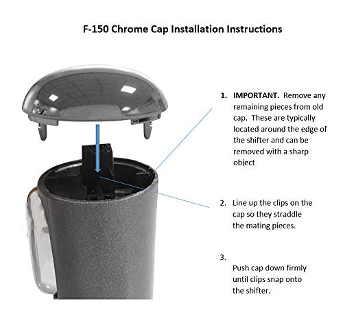 BASIKER F150 Shifter Knob Chrome Cap for 2004 2005 2006 Ford F-150 Patent Pending with Stronger Clips - Install in Seconds - Tri