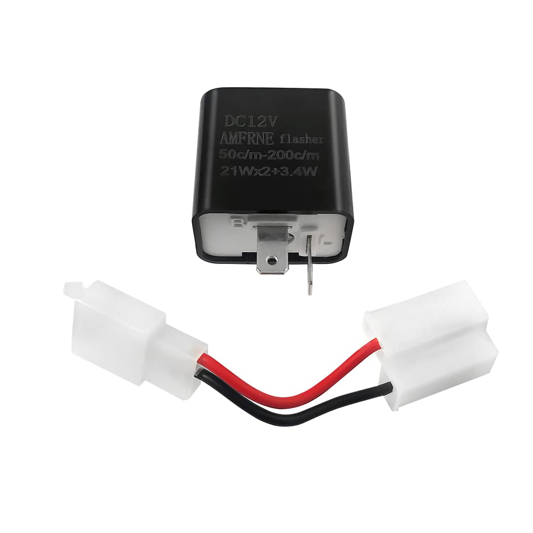 AMFRNE Adjustable 2-Pin Electronic LED Flasher Relay for Motorcycles Fix Turn Signal Hyper Flash, 2 Pin Adjustable Flash Rate Fl