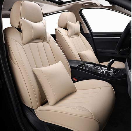 Hi Art Leatherette Custom Fit Front and Rear Car Seat Covers Compatible with Honda City (20142019), [Beige]