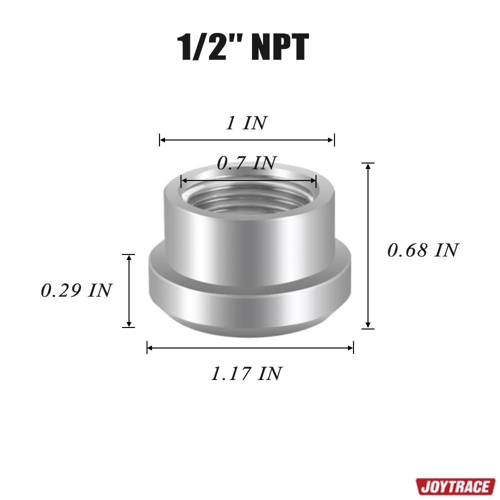 1/2 Npt Female Threaded Stepped Weld On Bung Fitting Aluminum 2Pcs