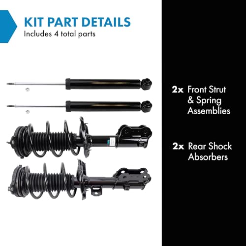 Trq Front And Rear Complete Strut Assembly & Shock Absorber Kit Complete Strut & Coil Spring Assembly Compatible With 2017-2020