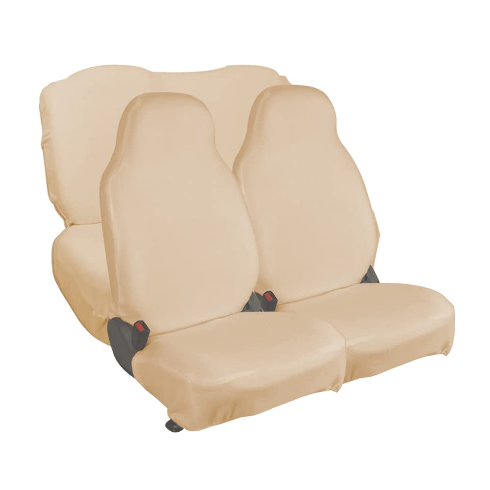 AUTOXYGEN Car Towel Fabric Seat Cover Complete Set for Alto/Alto 800/Alto K10 (Beige)