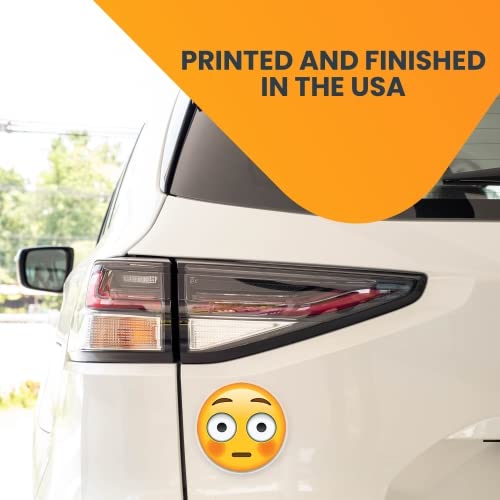 Magnet Me Up Wide Eyed Blush Emoticon Magnet Decal - 5" Round Vinyl Decorative Magnet for Cars & More