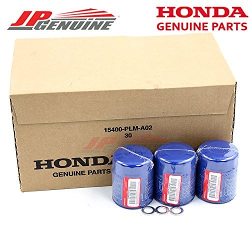 Honda Genuine Engine Oil Filter Set of 3 - 15400-PLM-A02, Steel & Pleated Filter Paper, Blue