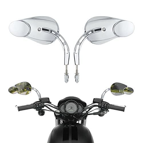 VPZMT Split Vision Rearview Mirrors for Harley Davidson - Chrome Alloy Steel, Fits Most Models 1982-2022