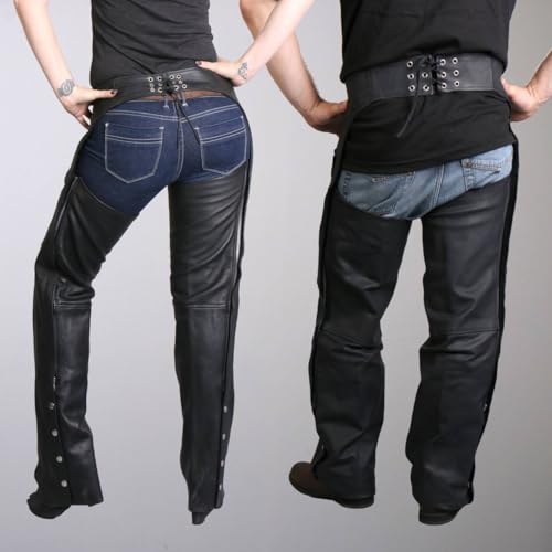 Hot Leathers Fully Lined Leather Chaps (Black, Large)
