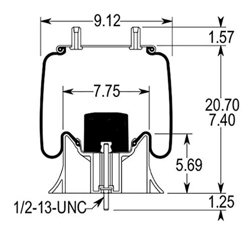 Torque Trailer Air Spring Bag - Replaces Firestone 9626, W01-358-9626, Hendrickson S-23720, Model TR9626, 1 Pack