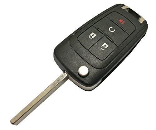 Arruweer Key Fob Case Shell for GMC Chevrolet Equinox Sonic Trax Terrain - 4 Buttons Replacement Cover with Uncut Blade Blank