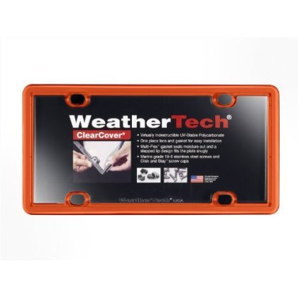 WeatherTech ClearCover License Plate Cover & Frame, Model 8ALPCC13, Orange