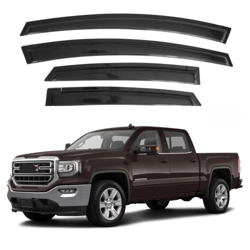 Ig Window Visor For 2014-2018 Chevy Chevrolet Silverado & Gmc Sierra 1500, 2500Hd 3500Hd 2015-2019, Rain Guard Tape-On Side Vent