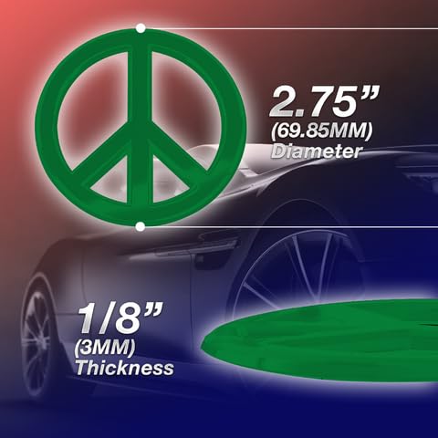 Revolution Car Badges Premium Car Emblems - Heavy Duty 3D Peace Sign Logo - Long Lasting High Quality Materials - Easy Mounting