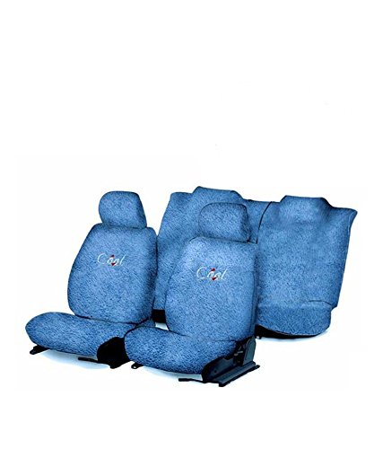 FLOMASTER Towel Fabric Seat Cover, Front and Rear Seat Covers for Maruti Alto 800 (Set of 3, Blue)