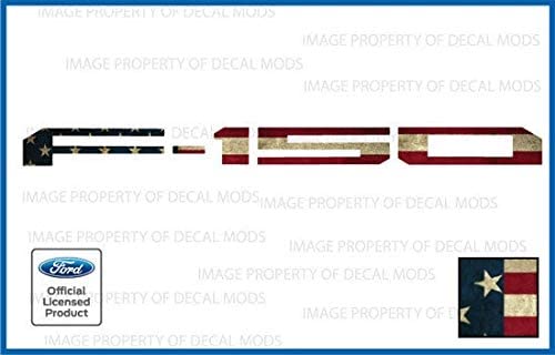 Decal Mods F150 Tailgate Letters Decals Kit - Vinyl, Thin, American Flag - Worn