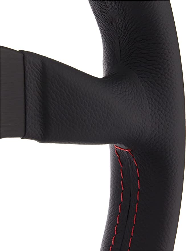 MOMO Motorsport Montecarlo Street Steering Wheel Black Leather, Brushed Black Anodized Spoke Red Stitch, 350mm - MCL35BK3B