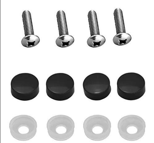 Auggies Black Genesis Sport Coupe License Plate Frame - Rust-Free Stainless Steel Holder with Caps & Screws