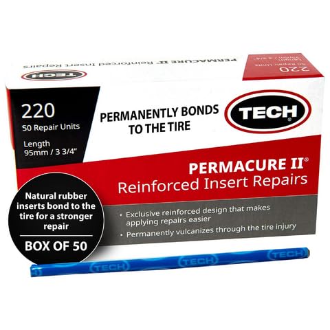TECH Permacure II Insert Plugs, 3-3/4'' (95mm) - Heavy-Duty Natural Rubber for Stronger Flat Fixes, Compatible with Tubeless Plu