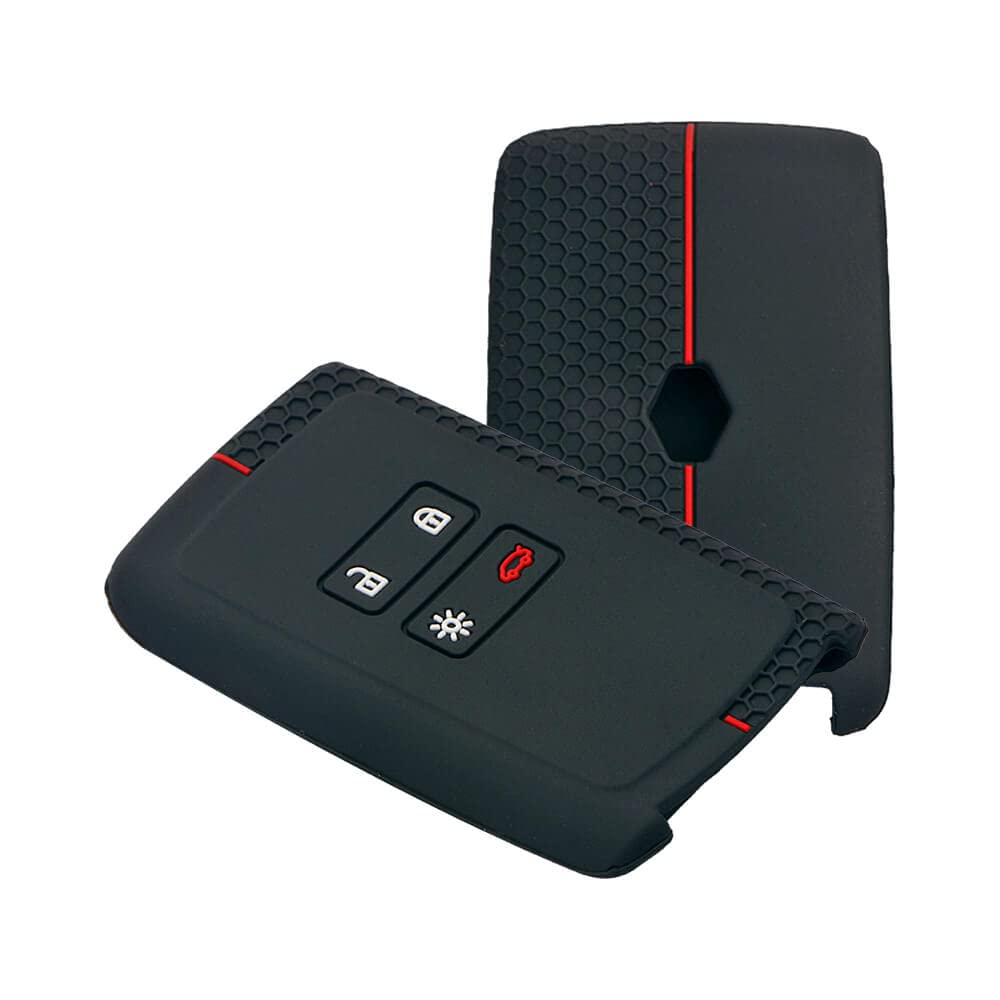 keycare Silicone Key Cover & Keychain Compatible for Renault new Duster 2026 |Triber | Kiger Smart Card (BlackwithredBorder)