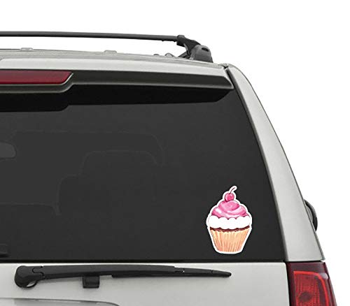 FunPopStickers Cupcake Car Decal - Vinyl Sticker for Car, Laptop, Window - 4" Multicolor Vinyl Decal
