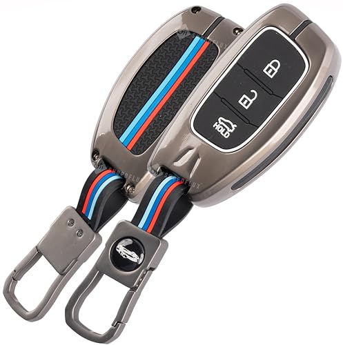 Shopoflux Metal Key Cover For Hyundai Grand I10 Nios Asta | Venue | I20 | Aura | Exter | Creta | Elantra 3 Button Smart Key Only