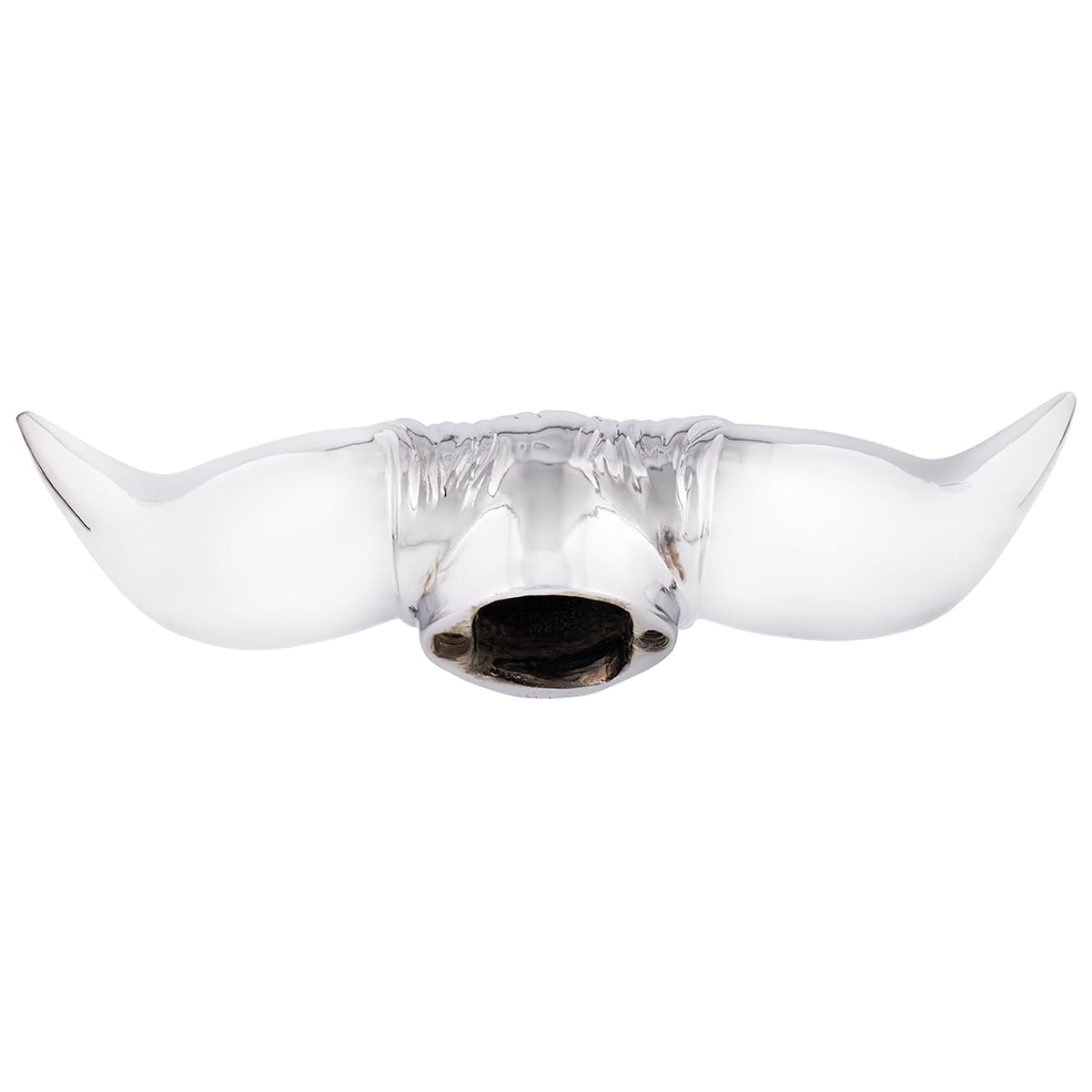 United Pacific 72005 Heavy-Duty Chrome Bull Horn Hood Ornament, Cast Metal Construction, Universal Two Stud Installation, Detail