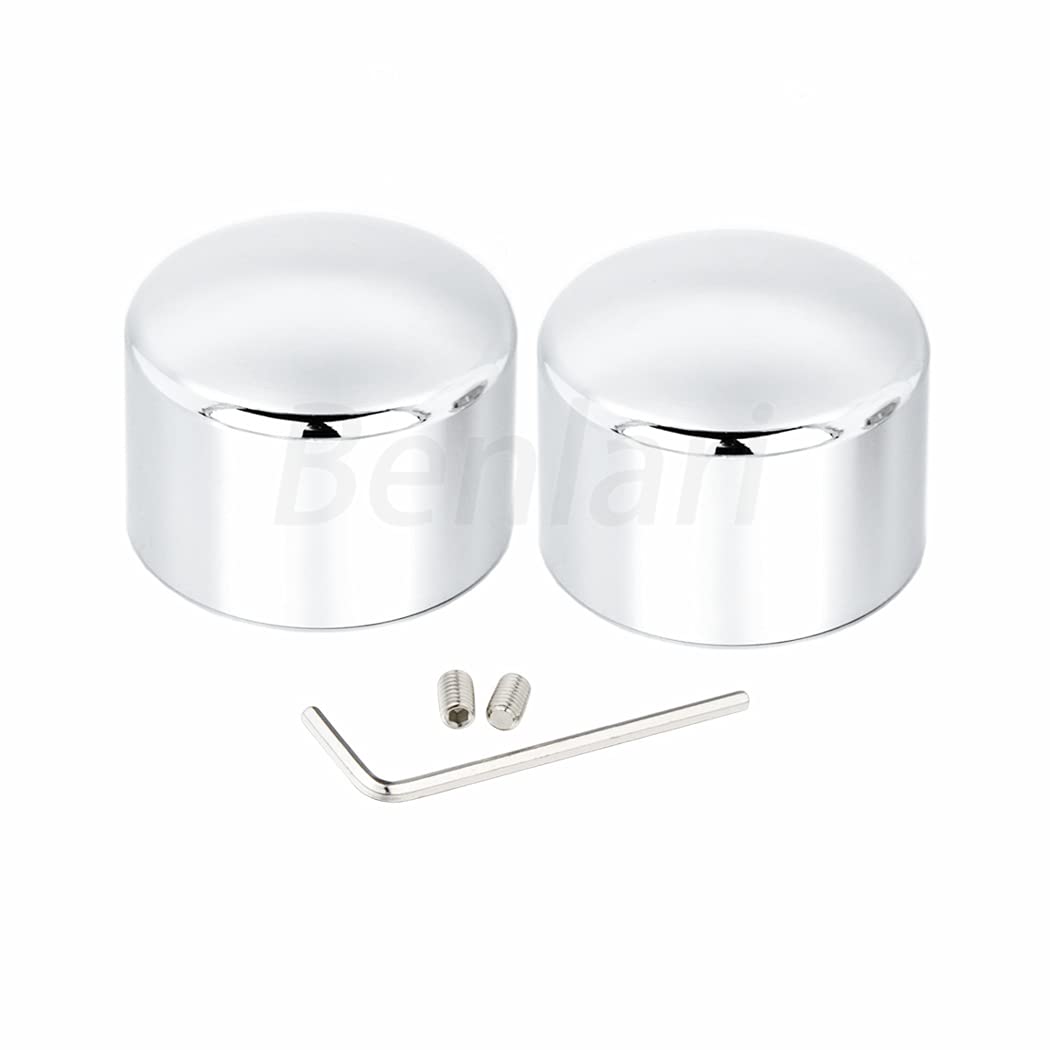 Benlari Chrome Front Axle Nut Caps 2002-2024 Compatible for Harley Davidson Touring Softail Sportster Dyna Electra Street Road G
