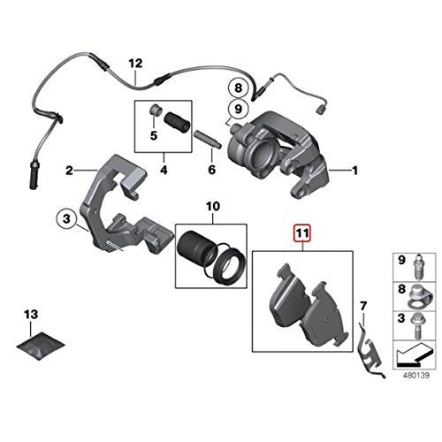 Bosch Bp1042 Quietcast Premium Semi-Metallic Disc Brake Pad Set - Compatible With Select Bmw 525I, 528I, 528I Xdrive, 528Xi, 530