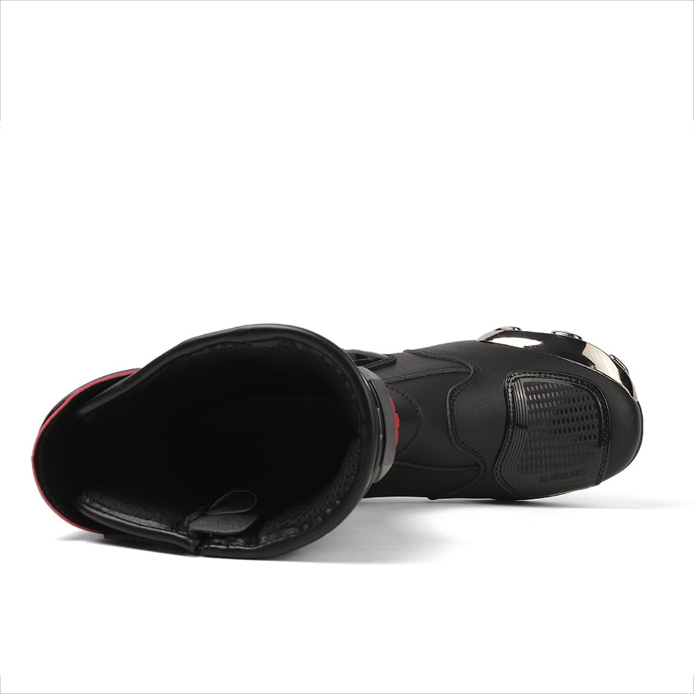 Zeozoom Motorcycle Riding Boots, Leather, Black, Men’s 9.5 / Women’s 10.5, Anti-Slip Protection, Model zeo-001