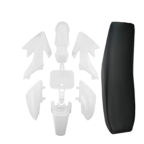 Cleo Plastics Kit With Black Seat For Crf50 Xr50, Chinese 50Cc 70Cc 90Cc Dirt Pit Bike,Fenders Fairings Replacement Plastic With Seat(White)