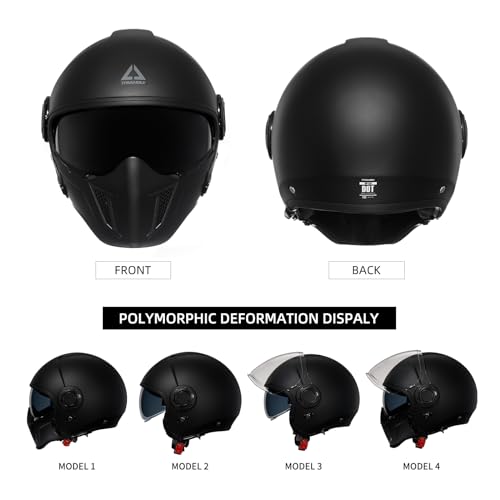 TRIANGLE Full Face Motorcycle Helmet, Off-Road DOT Approved, Dual Visor, XX-Large, Matte Black