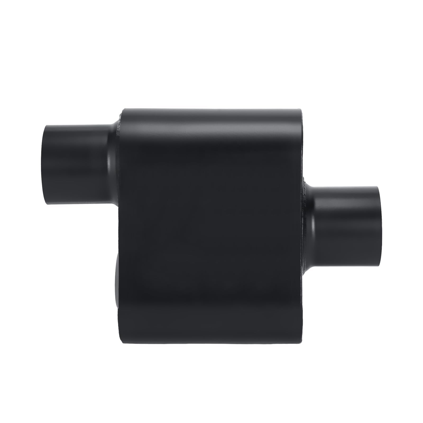 TECTRUC Exhaust Muffler - 2.25" Single Chamber Performance Muffler, Aluminum, Black, Offset In/Center Out, Overall 13"
